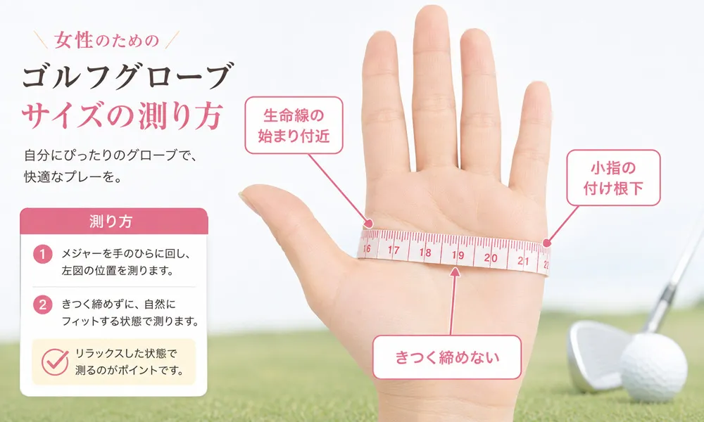 ゴルフグローブのサイズを選ぶための手囲いの測り方