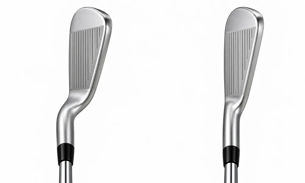 オフセットが大きめのネックと少なめのネックを構えた目線から見比べたイメージ