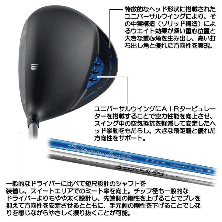 キャスコ ドライバー UFO AIR DD by パワートルネード ATTAS EZ370 右