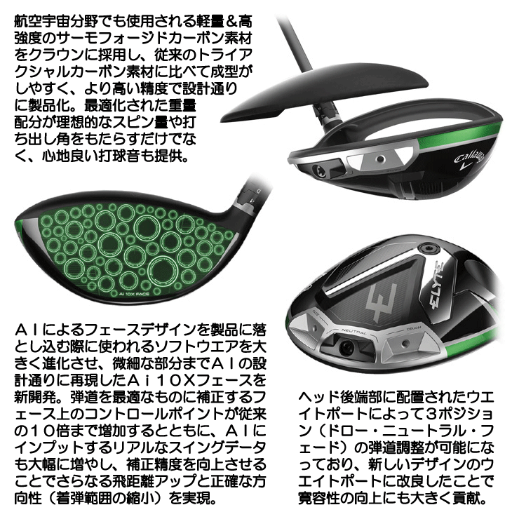 Callaway Elyte ドライバー 45.5インチベンタスグリーン S ELYTE ドライバー NIGHT EDITION VENTUS GREEN 5 for Callaway