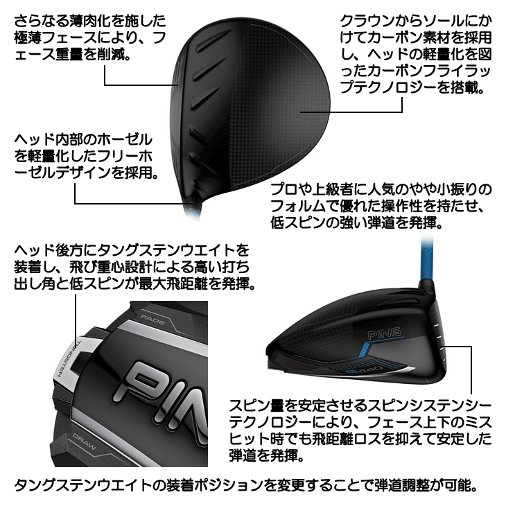 ピン G440 LST ドライバー ALTA J CB BLUE 右利き用 | つるや