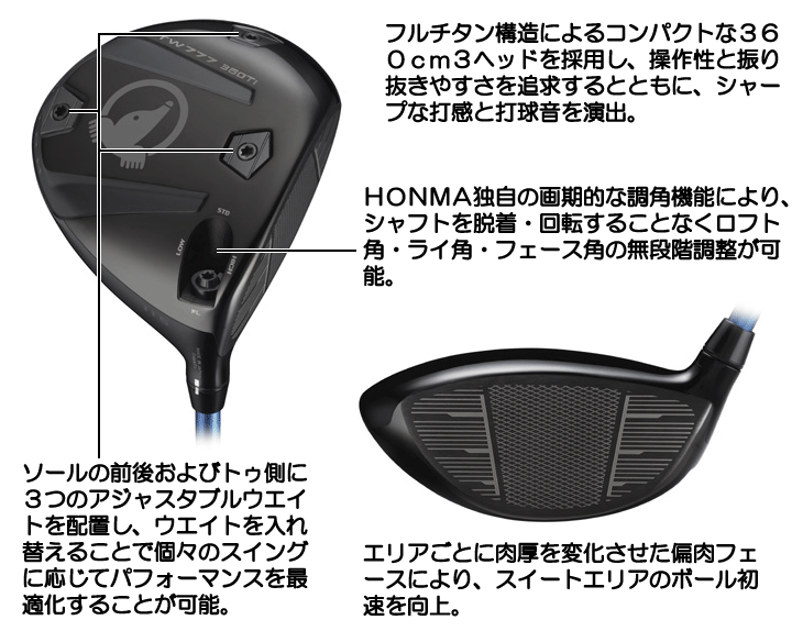 ホンマ ツアーワールド TW777 360Ti ドライバー VIZARD BLUE 5 右利き