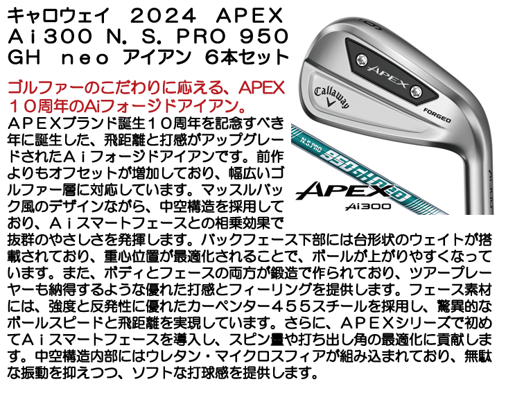 キャロウェイ 2024 APEX Ai300 アイアン 6本セット (#5/#6/#7/#8/#9/PW