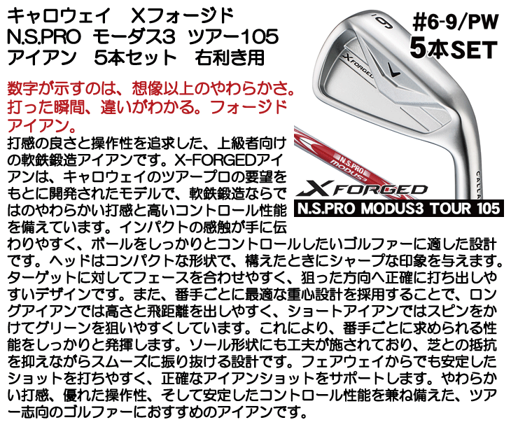 キャロウェイ Xフォージド アイアン 5本セット (#6/#7/#8/#9/PW) N.S.