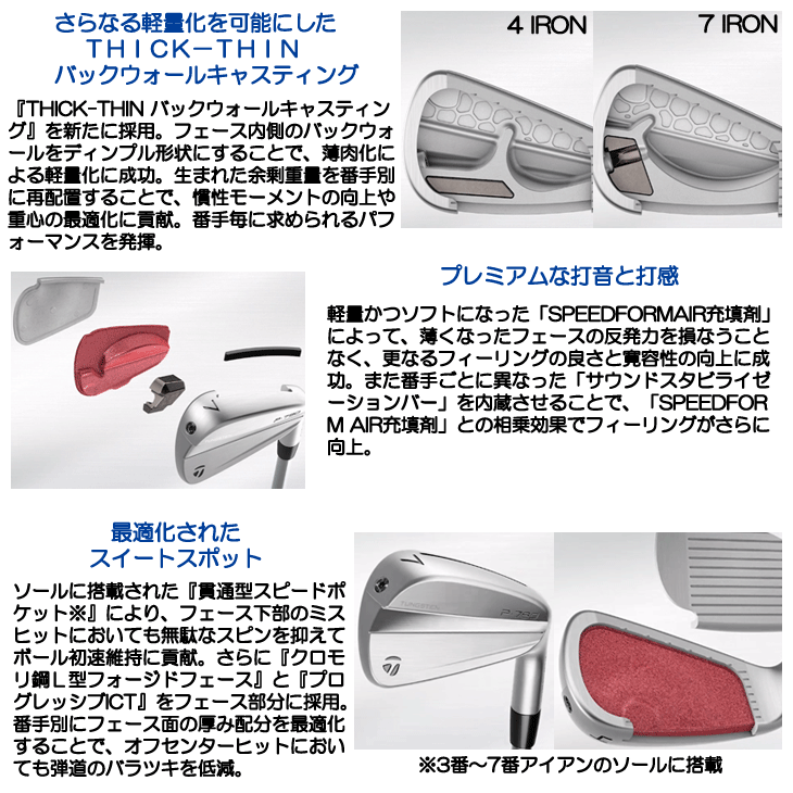 テーラーメイド 2023 P790 アイアン 5本セット (#6/#7/#8/#9/PW) N.S.