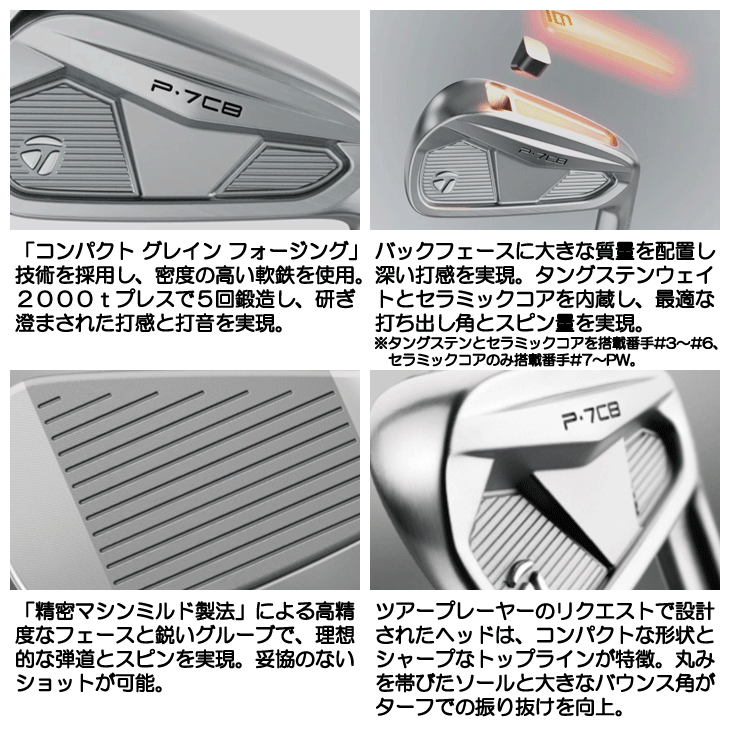 テーラーメイド 2024 P7CB アイアン 5本セット (#6/#7/#8/#9/PW) N.S.