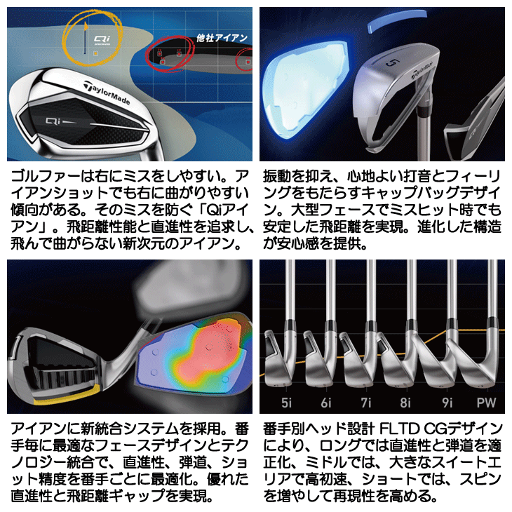 レディース テーラーメイド Qi アイアン 単品 (#5/AW/SW) エルディオ
