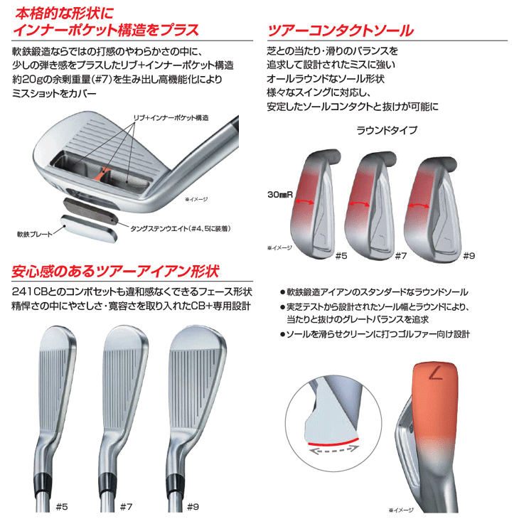 ブリヂストン 242CB+ アイアン 6本セット (#5/#6/#7/#8/#9/PW) N.S.PRO