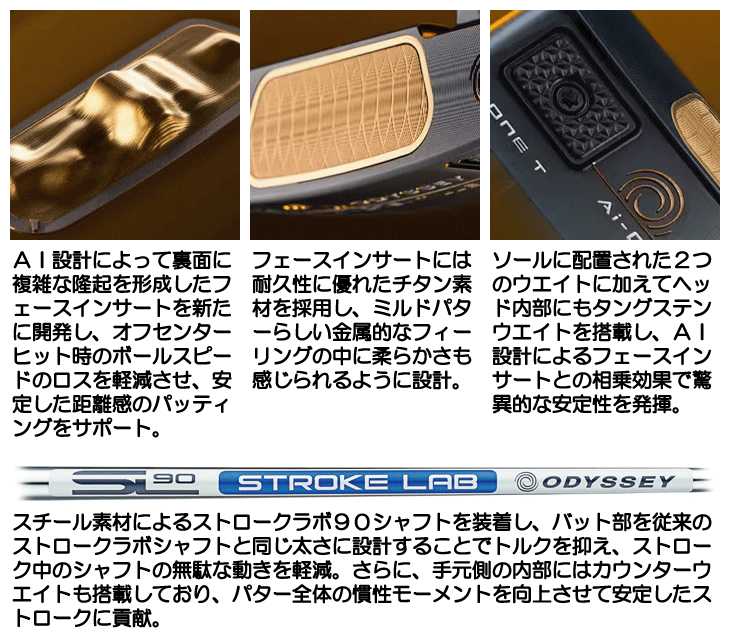 オデッセイ Ai-ONE ミルド パター TWO-T 右利き用 | つるやゴルフ