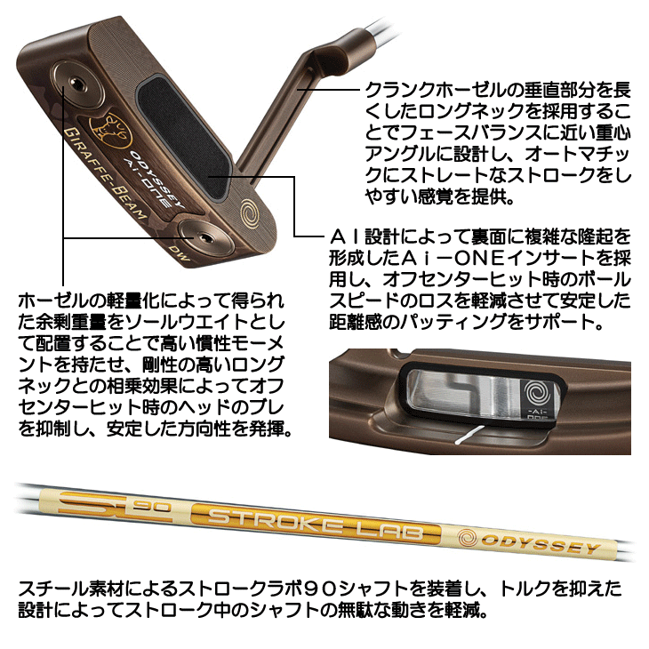 ODYSSEY Giraffe-Beam DW パター ODYSSEY GIRAFFE-BEAM DOUBLE WIDE PUTTER – LT Golf Shop