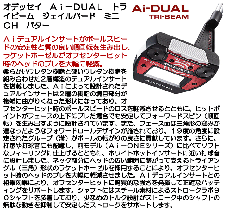 オデッセイ Ai-DUAL トライビーム ジェイルバード ミニ CH パター 右