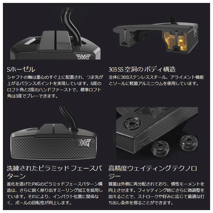 【美品】PXG アラン ダブルブラック ゼロトルク パター PXG アラン ダブルブラック ゼロトルク パター M16ブラックストレート