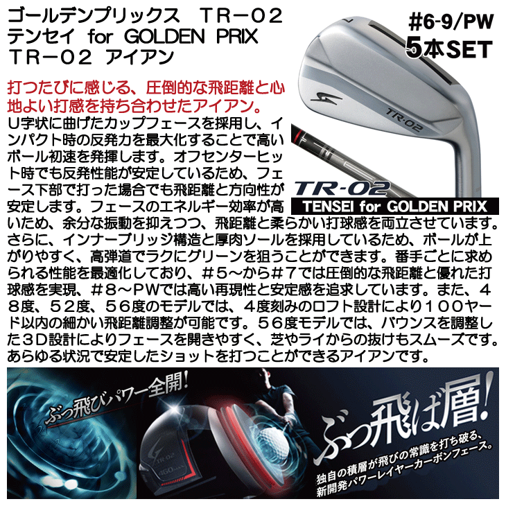 ゴールデンプリックス TR-02 アイアン 5本セット (#6/7/8/9/PW) TENSEI