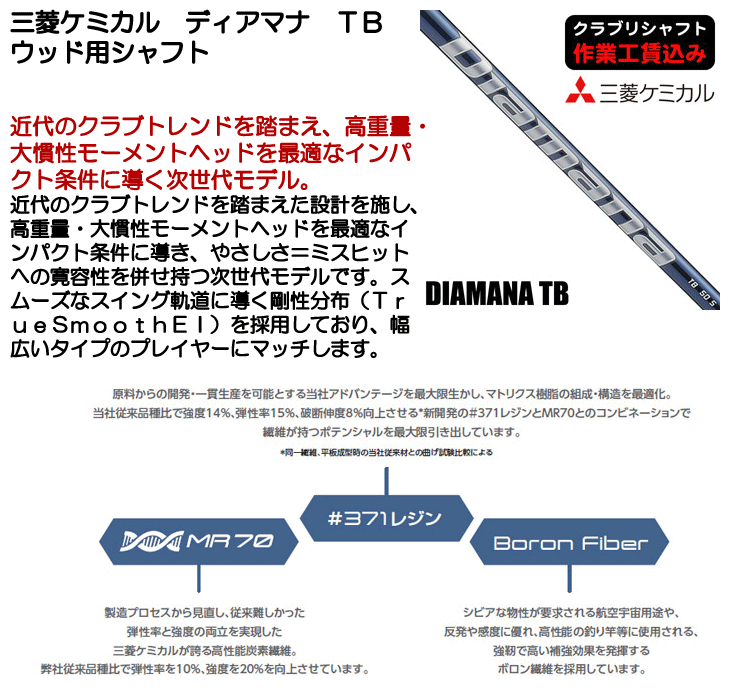 三菱ケミカル ディアマナ TB ウッド用シャフト | つるやゴルフ