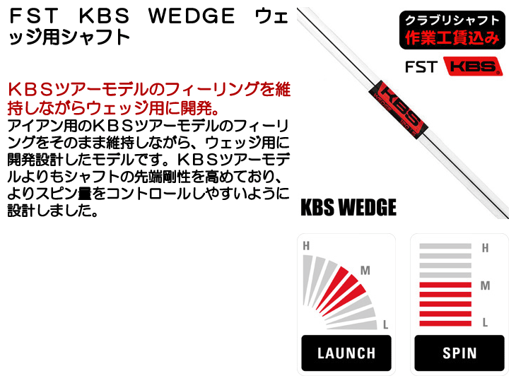 KBS ウェッジ用シャフト　Flex R 2本 クリーブランド スマートソール FULL-FACE TYPE-S ウェッジ メンズ 右