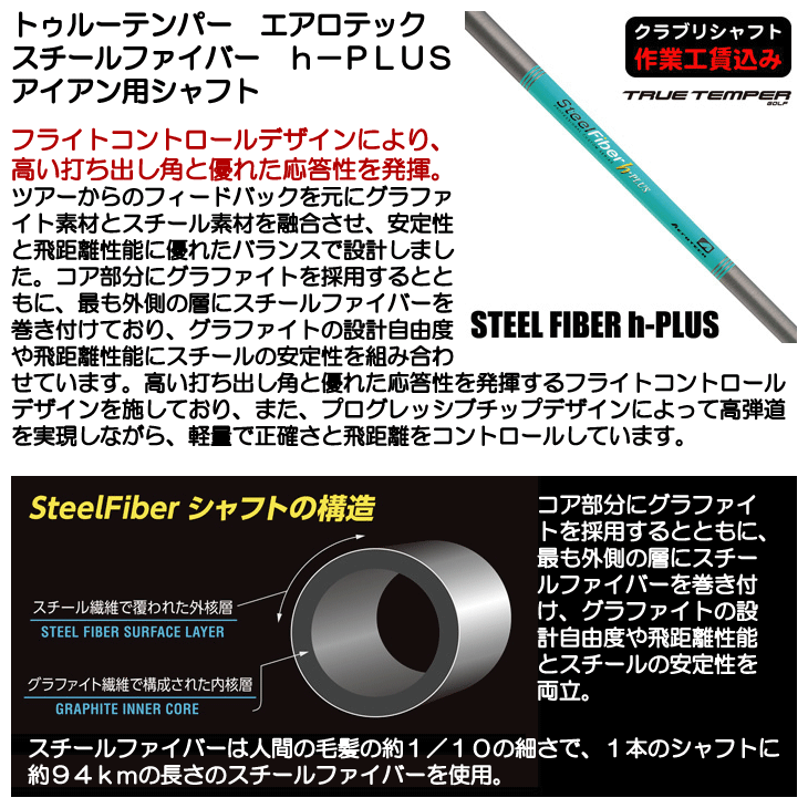 トゥルーテンパー エアロテック スチールファイバー h-PLUS アイアン用