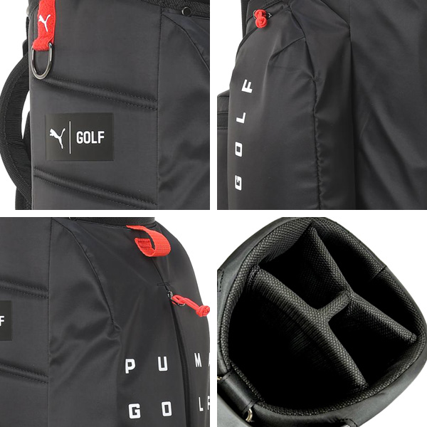 PUMA/プーマ ゴルフ 軽量キャディバッグ９型【黒×赤】美品！ PUMA（プーマ） キャディバッグ ゴルフ 軽量 カラーブロッキング