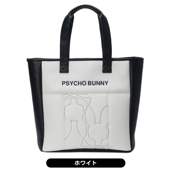 【新品】Psycho Bunny　ロッカーバッグ　トートバッグ　フラッグロゴ　白 サイコバニー 2025 PBMG5SB8 ロゴアート トートバッグ レディース