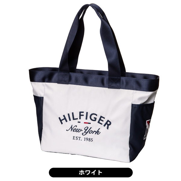 トミーヒルフィガー ゴルフ 大判トートバッグ【ホワイト/ネイビー】新品！ トミーヒルフィガー ゴルフ 大判トートバッグ【ホワイト/ネイビー