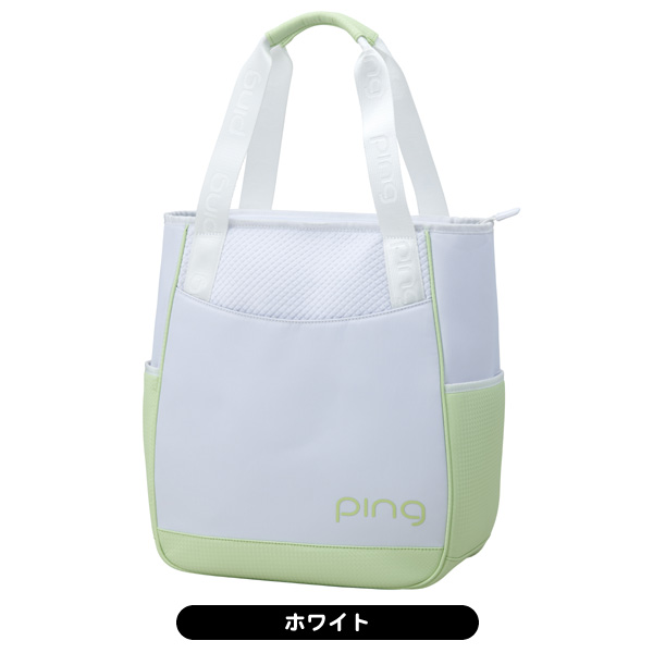 新品 限定 PING トートバッグ 白×緑 2025年モデル ピン トートバッグ GB-L2517 カジュアル 2025年モデル レディース