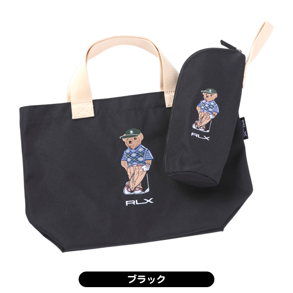 RLX RALPH LAUREN ブラックトートバッグ RLX）エンブロイダリーロゴ ゴルフ カート トート （トートバッグ