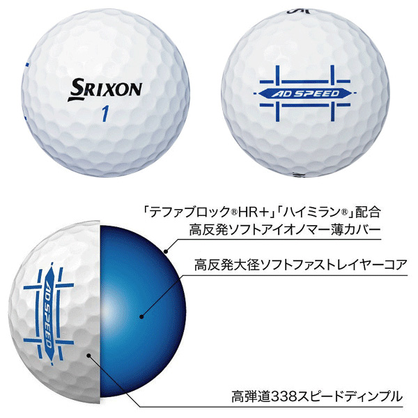 スリクソン 2022 ADスピード ゴルフボール ホワイト［1ダース