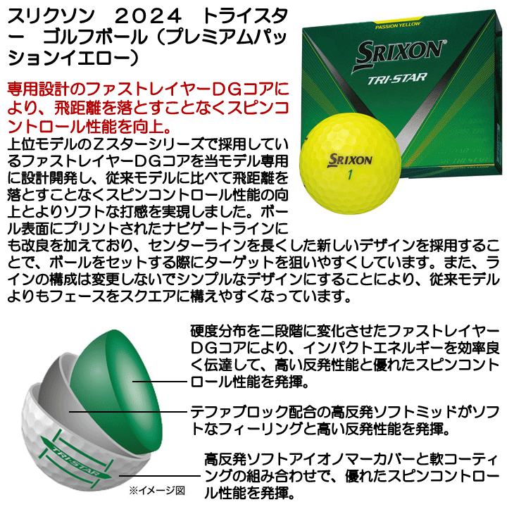 新品　スリクソン トライスター　現行モデル　パッションイエロー　3ダース 楽天市場】【即納】 スリクソン トライスター プレミアムパッション