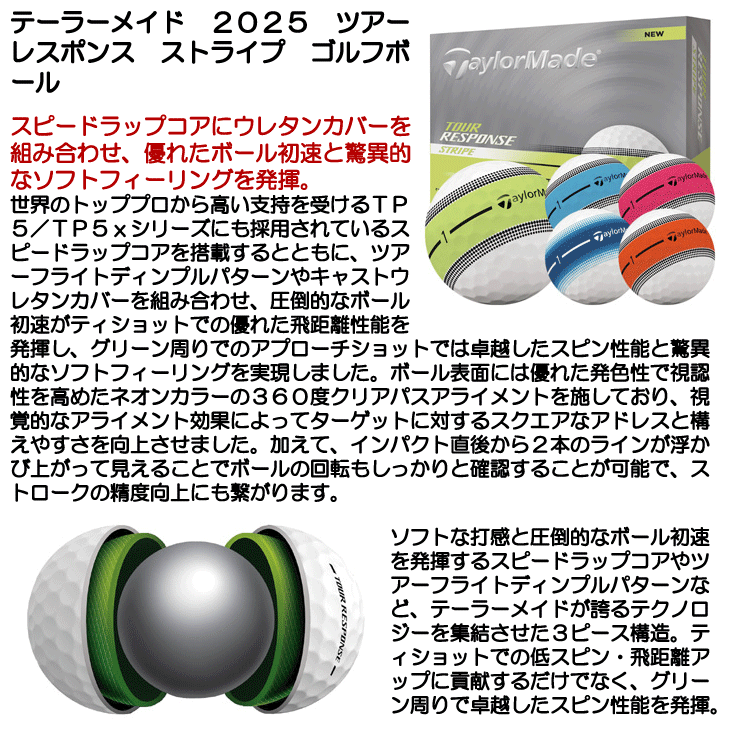 テーラーメイド 2025 ツアーレスポンス ストライプ ゴルフボール