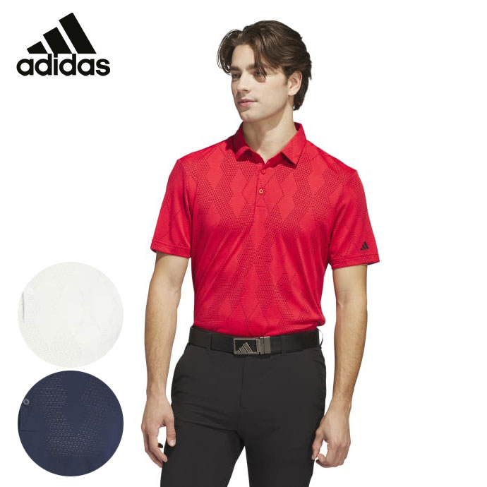 メンズ アディダス ゴルフウェア 半袖シャツ メッシュアーガイル半袖