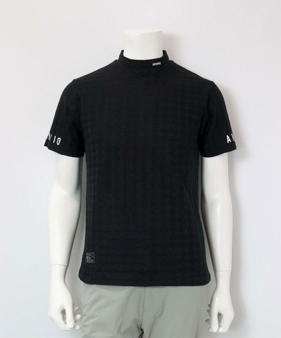 メンズ アルチビオ ゴルフウェア 半袖シャツ 千鳥ジャガードハイネック