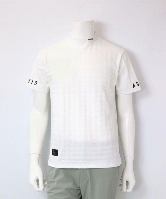 メンズ アルチビオ ゴルフウェア 半袖シャツ 千鳥ジャガードハイネック