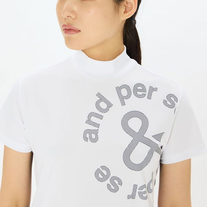 新品　アンパスィ　モックネック　白　ワイドシルエット アンパスィ ゴルフウェア 半袖シャツ ソルケア半袖モックネックシャツ