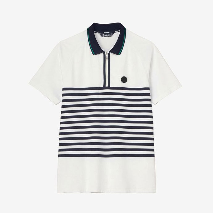 メンズ アンパスィ ゴルフウェア 半袖シャツ コンパクトピケ半袖ハーフ