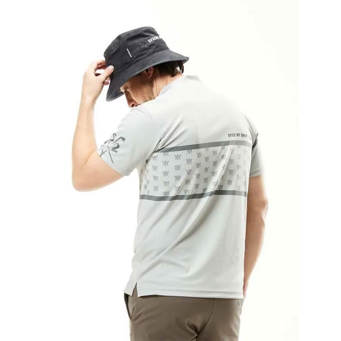 メンズ SY32 ゴルフウェア 半袖シャツ GRAPHIC CROSS LOGO MOCK SYG