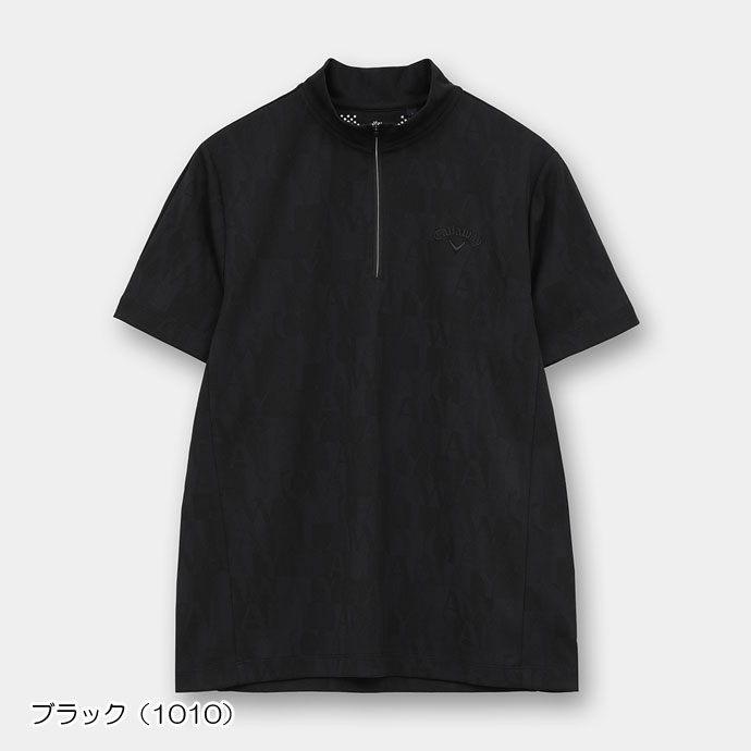 メンズ キャロウェイ ロゴジャカードハーフジップ半袖モックネック