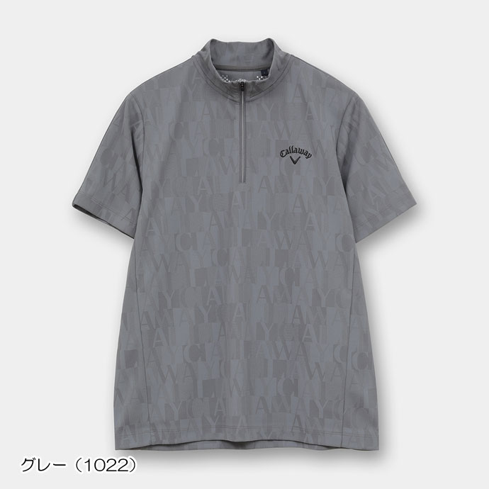 メンズ キャロウェイ ロゴジャカードハーフジップ半袖モックネック