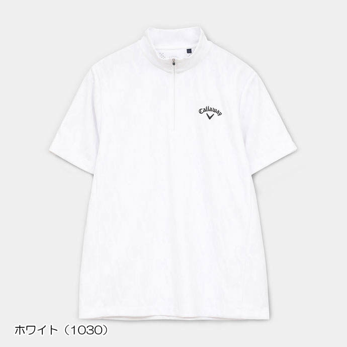 メンズ キャロウェイ ロゴジャカードハーフジップ半袖モックネック