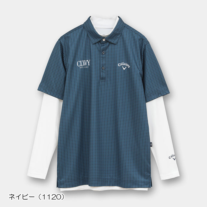 メンズ キャロウェイ クールコア千鳥総柄半袖シャツインナーセット