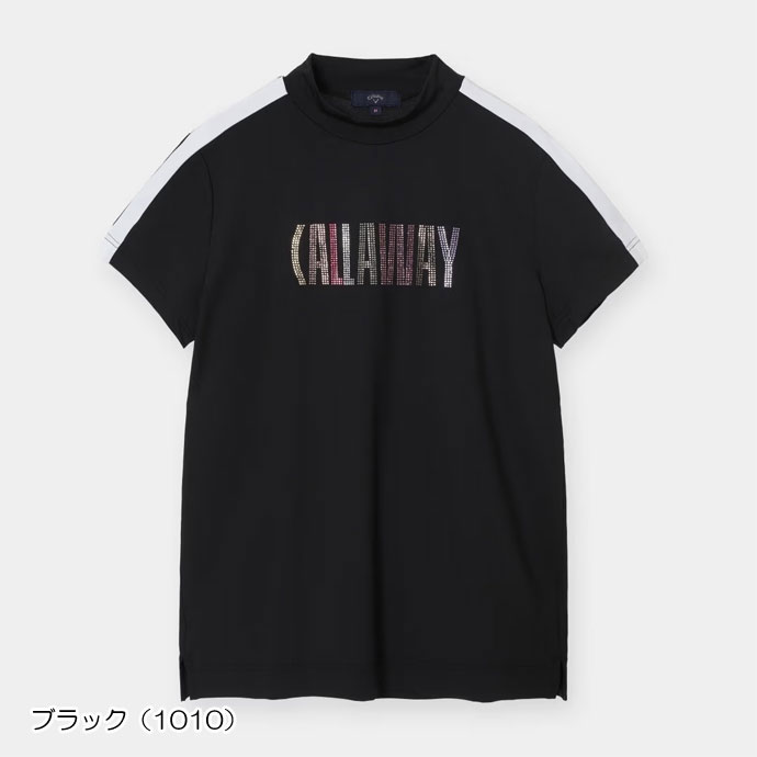レディース キャロウェイ 半袖モックネックシャツラインストーン付