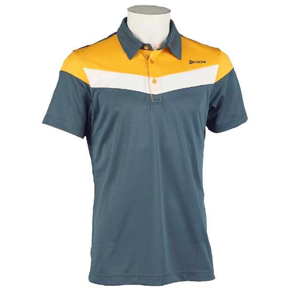 SRIXON (スリクソンゴルフ) 半袖シャツ RGMLJA16(ブルー)ＬＬ ゴルフ用SRIXON スリクソン メッシュボーダープリントポロシャツ