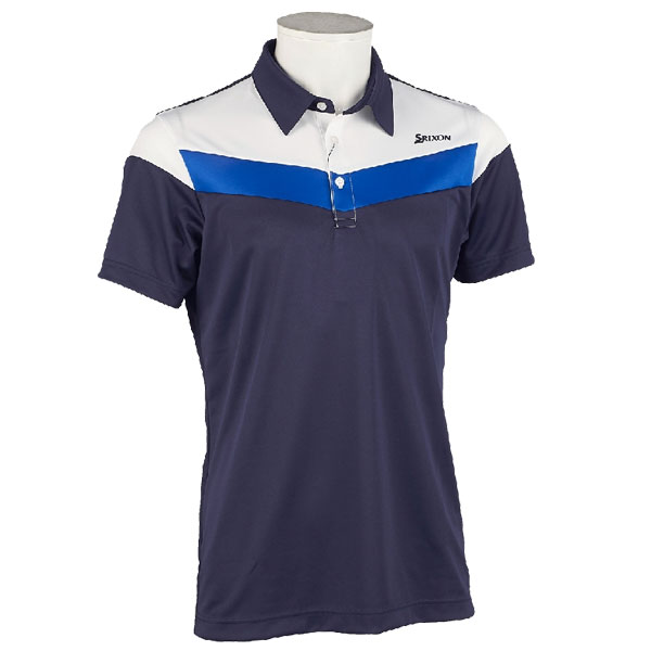 SRIXON (スリクソンゴルフ) 半袖シャツ RGMLJA16(ブルー)ＬＬ ゴルフ用SRIXON スリクソン メッシュボーダープリントポロシャツ