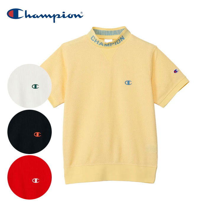 値下げ！チャンピオンゴルフ　レディース　モックネックシャツ　イエロー　Mサイズ ゴルフウェア チャンピオン MOCK NECK SHIRT CWDG302 春 夏 26SS
