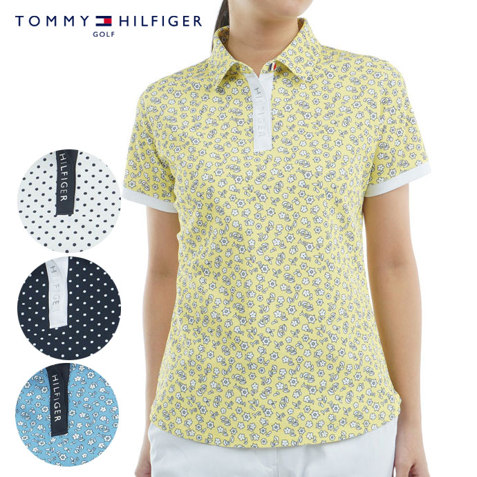 トミーヒルヒガー　ゴルフ　半袖　シャツ　花柄 トミーヒルフィガー ゴルフウェア 半袖シャツ ドット&フラワープリント
