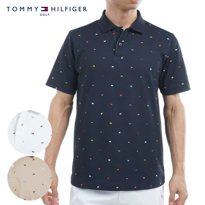 メンズ トミーヒルフィガー ゴルフウェア 半袖シャツ マルチフラッグ