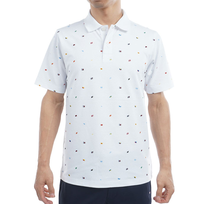 トミーフィルフィガー ゴルフ メンズ 半袖ポロシャツ 白モノグラム Mサイズ TOMMY HILFIGER GOLF トミーヒルフィガー ゴルフ ウェア メンズ