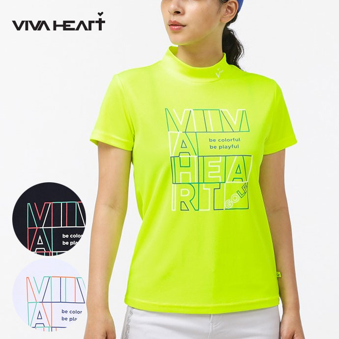 レディース ビバハート ゴルフウェア 半袖シャツ ラインボックスロゴ