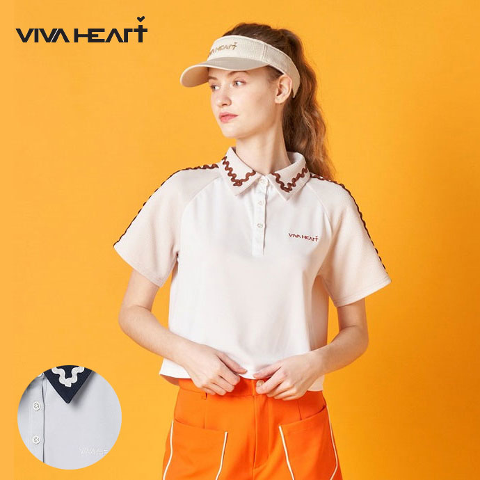 ビバハート ゴルフウェア 半袖シャツ ワッフルコードライン半袖ポロ