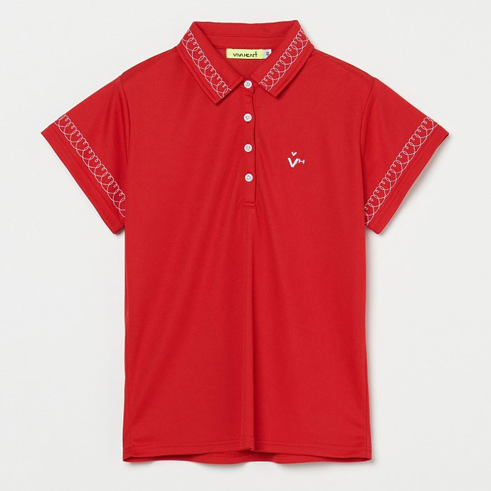 レディース ビバハート ゴルフウェア 半袖シャツ ハート刺繍鹿の子半袖