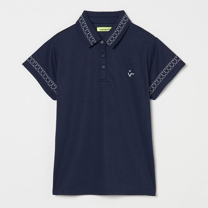 レディース ビバハート ゴルフウェア 半袖シャツ ハート刺繍鹿の子半袖