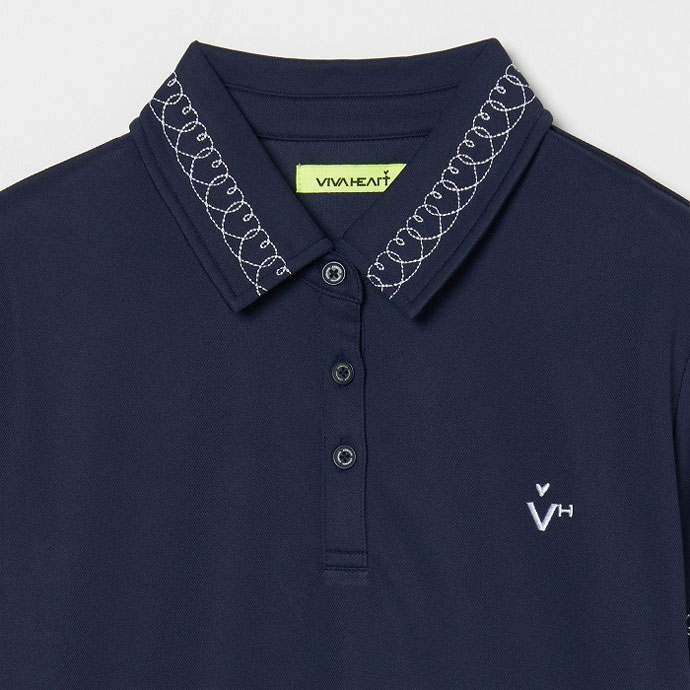 レディース ビバハート ゴルフウェア 半袖シャツ ハート刺繍鹿の子半袖